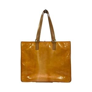 Louis Vuitton Vernis Houston Tote Bag Aged Yellow Patent Leather Monogram Pink